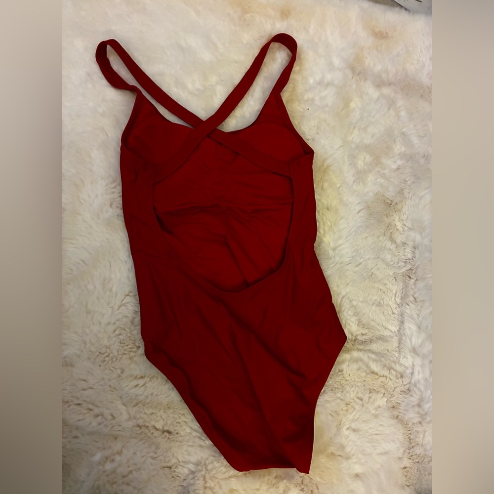Quince Bright Red Scoop-Back One-Piece Swimsuit - Picture 3 of 5
